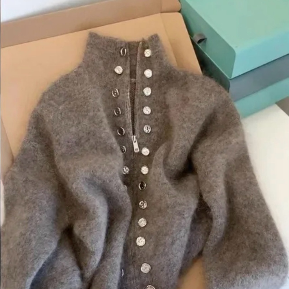 Gray Zip Up Sweater